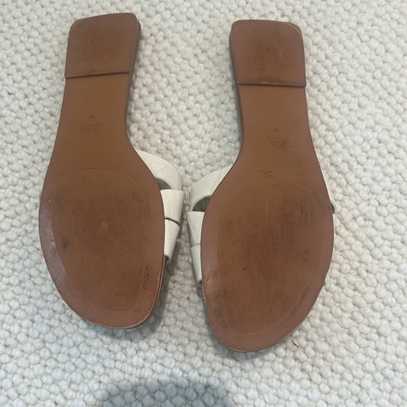Zara white leather slides sandals size 7.5 women’s - Picture 3 of 4